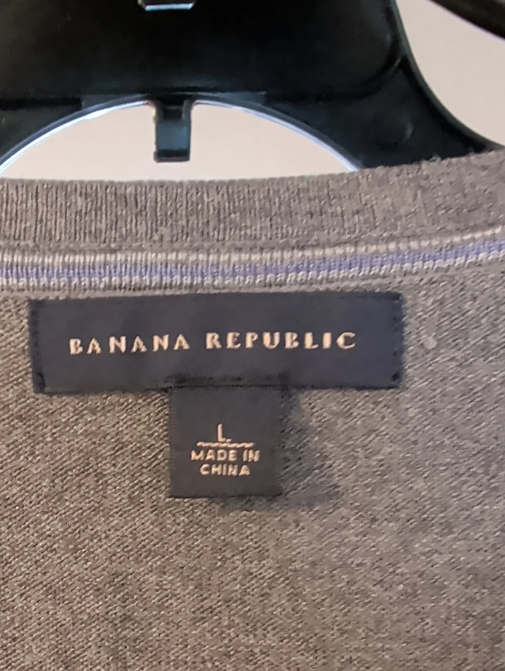 Banana Republic Men's Silk/Cotton/Cashmere Blend Charcoal V-Neck Sweater